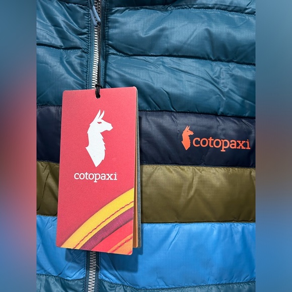 Cotopaxi Men’s XL Fuego Hooded Down Puffer Jacket Blue Abyss Stripes NWT - Picture 5 of 15